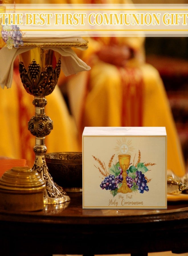 صندوق خشبي تذكاري للمناولة الأولى من سيلووي، صندوق تذكاري للمعمودية، هدية، تخزين مجوهرات المناولة الأولى المقدسة، 8.5 × 6 × 3 بوصات (إليجانت فيست) - Image 5